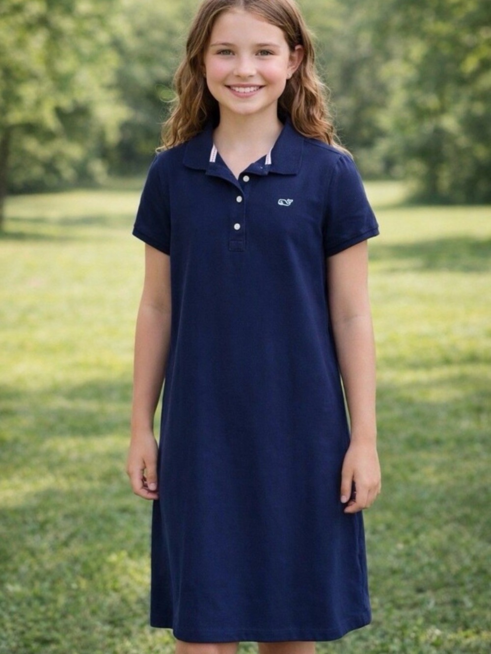 Vineyard Vines Navy Short-Sleeve Polo Dress Classic Preppy Cotton Whale logo